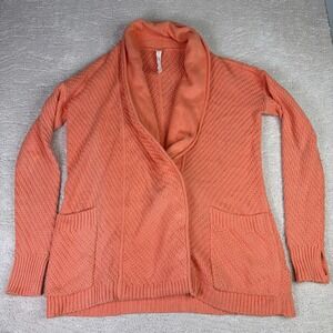 Women's Lululemon Size 10 Post Practice Cardi Plum Peach Cable Knit Sweater